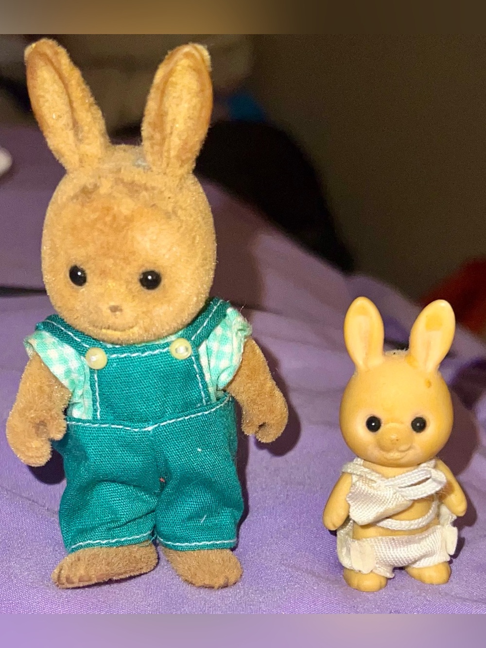 Vintage Calico Critters/Sylvanian Families Maple Town Baby Bunny & Daddy Bunny
